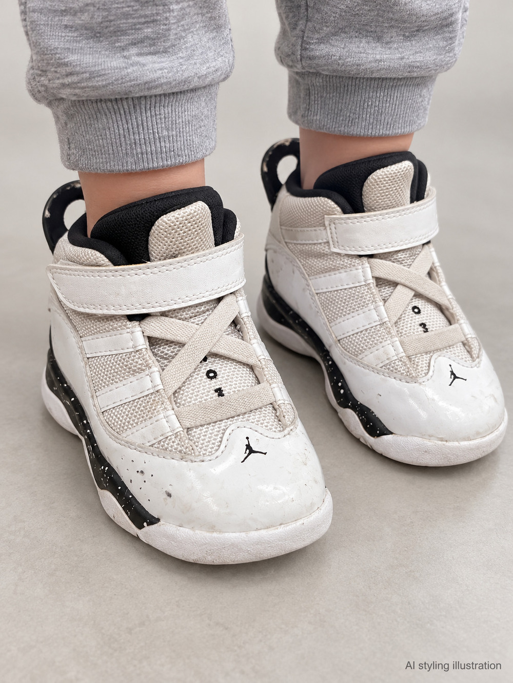 Jordan 6 Rings White Black Toddler Sneakers 8C